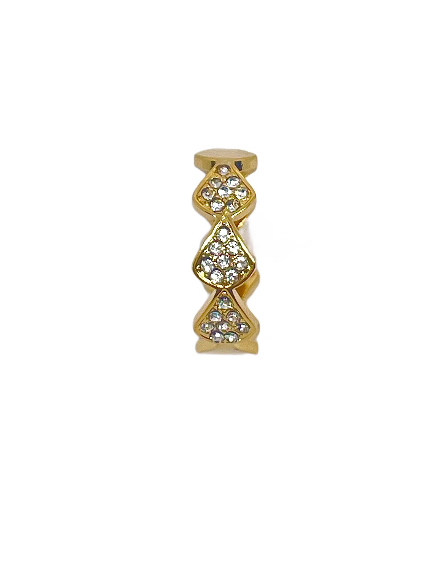 Bague strass Mélanie, acier inoxydable doré.