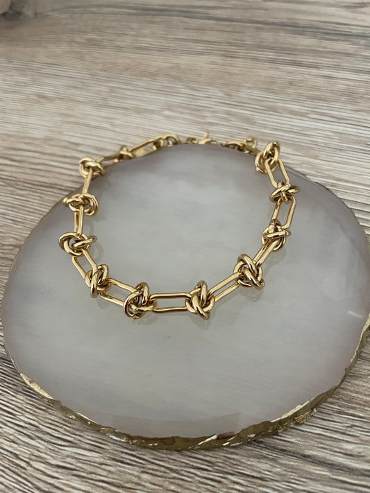 Bracelet Noeuds Érika, acier inoxydable doré.
