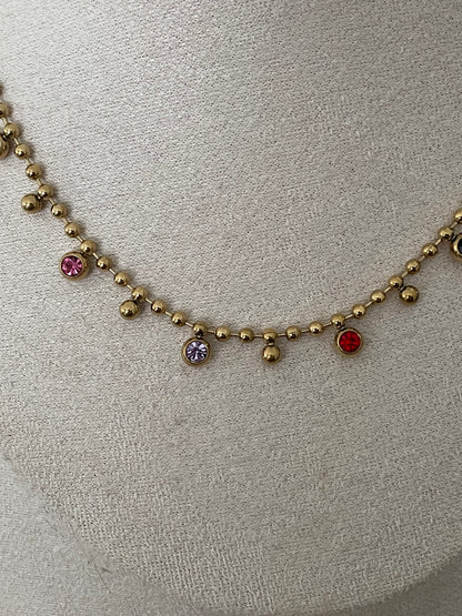 Collier Sollys ronds dorés multicolores, acier inoxydable doré.
